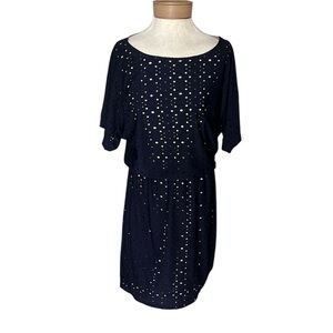 London Times Black Dolman Sleeve Cocktail Dress